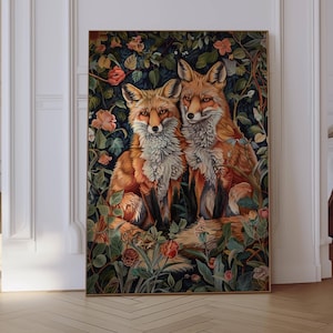 Vintage Fox Print, Fox Wall Art, Floral Wall Art, Woodland Animals, Fox Decor, Fox Art, Floral Prints, Animal Prints Fox Lover Gifts For Her