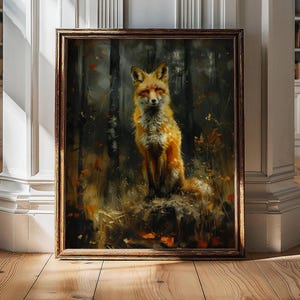 Vintage Fox Print, Fox Wall Art, Dark Cottagecore Decor, Woodland Animals, Fox Decor, Fox Art, Dark Academia, Animal Prints, Fox Lover Gifts