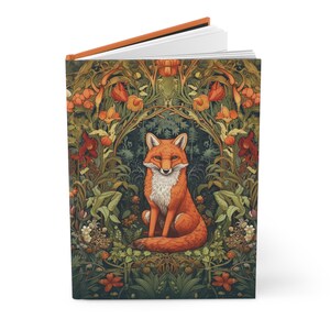 Fox Gifts, Fox Lover Notebook, Aesthetic Notebook, Hardcover Journal, Animal Notebook, William Morris, Fall Journal, Fox Gifts For Women,