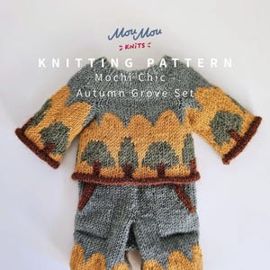 Wzór na robótki na drutach ubranek dla lalek w formacie PDF: Mochi Chic - zestaw Autumn Grove