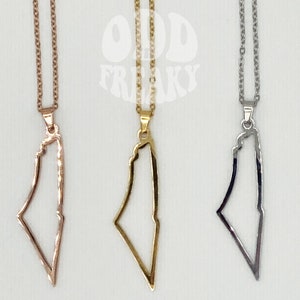 Magnifique collier terre de Palestine hypoallergénique en acier inoxydable découpé au laser en 3 couleurs