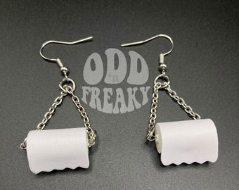 Hilarious Toilet Paper Roll Earrings: Goofy Ribbon Statement Earrings