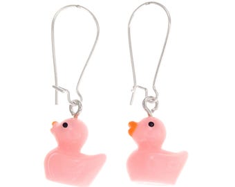 Boucles d'oreilles canard Débogage de canard. Cadeau de programmation rose en forme de canard en caoutchouc. Pendants d'oreilles pendants canard. Ducky Bijoux Cadeaux Programmation Femme