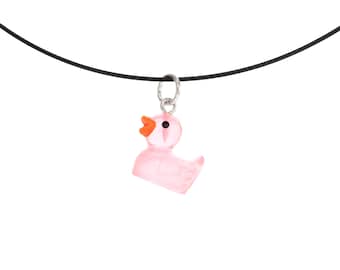 Collier de débogage en caoutchouc pour programmeur. Joli pendentif rose canard pour code HTML, JavaScript, Java. Cadeau programmeur. Canard en caoutchouc codant