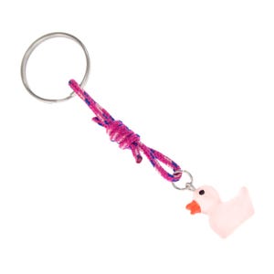 Regalos para desarrolladores. Llavero de patito de goma rosa. Ideas de regalo para programadores web, ingenieros depuradores de software, idea de regalo para programadores de depuración.