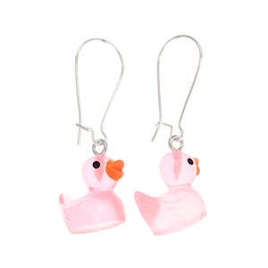 Pink Duckie Earrings. Rubber Duck Programming Gift, Debugging Ducky Earrings Dangle. Rubber Duck Jewelry for Adults