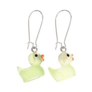 Quietscheentchen-Debugging-Ohrringe. Sprich mit der Ente in Programmieren & Coding. Grünes Plastik Debug Entchen zum Reden. Süsse, coole Ohrringe