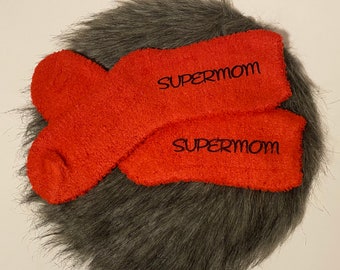 Socks SUPERMOM - stockings mom - cuddly socks - red - souvenir - little something - gift mom - mother - mom