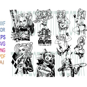 Harley Quinn Svg ai eps pdf Cut Svg file Harley Quinn Svg vector design Instant Download cut file digital
