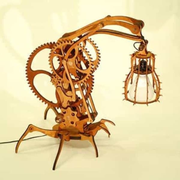 Laser Cut Wooden 3D Puzzle Scorpion Lamp, 3D Lamp Template  Cdr Dxf  Decoration Wooden