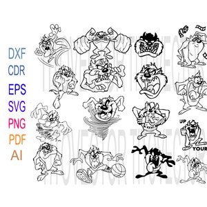 Paquete Taz- svg png ai eps pdf Vector Digital File Bundle Cut para camiseta Cricut Archivo Clipart Taz- Svg