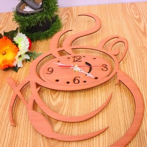 Coffee Wall Clock Kitchen Decor DXF File 3D model puzzle File svg cdr Dxf vector Cnc Files Instant download