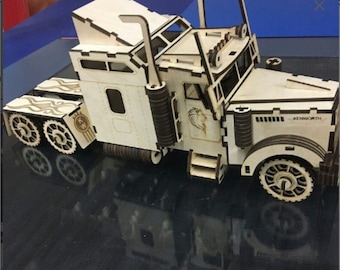 Kenworth W900s Truck 3D Model Puzzle Laser Cut File (SVG, DXF, CDR)