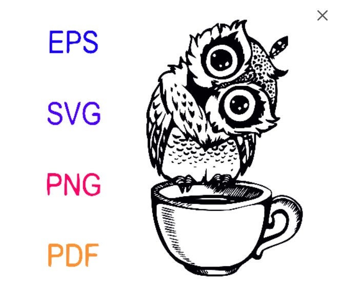 Funny Owl with Coffee SVG Cut File (Digital Download)