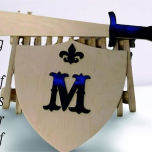 Cut sword and shield Laser 3D Model Puzzle Cut file vector cdr Dxf files Cnc Instant download
