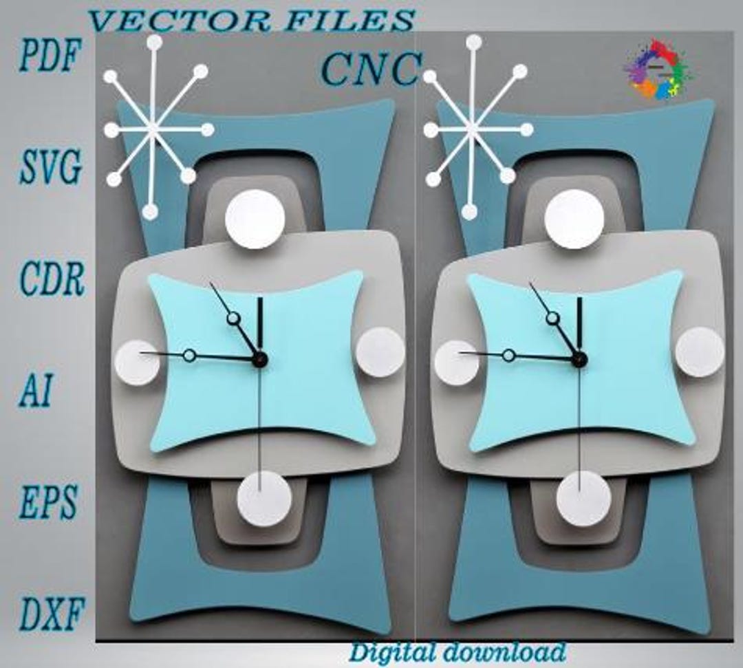 Clock Modern Svg Dxf Vector Digital Instant Download - Etsy