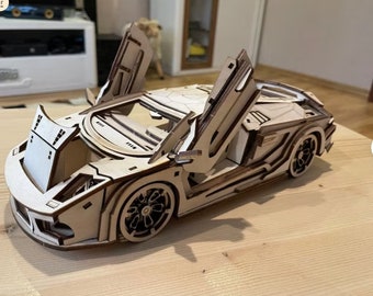Coupe Lamborghini - Puzzle 3D en bois modèle de karting 3D Puzzle fichier PDF Cdr Dxf Vector Téléchargement instantané