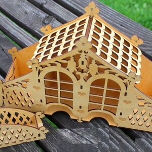 3D-Decorative- Tea- house svg dxf 3D model Puzzle cut file decoration wooden constructor dgital