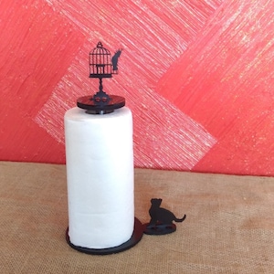 Porta-toalha de papel para gato e pássaro, modelo 3D, quebra-cabeça, porta-toalha de papel cortado a laser