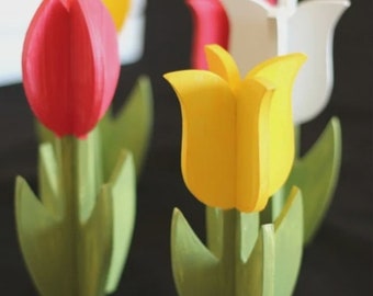 3D Wooden Tulip Puzzle: Spring Centerpiece Laser Cut Files (Digital Download)