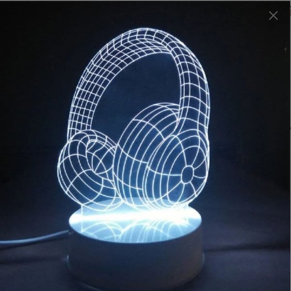Headphones 3D Led night light Led Lamp  cdr dxf vector digital download Cut File 3D