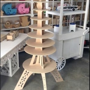 Modelo 3D Rompecabezas 3D Torre Eiffel Soporte para pasteles Plantilla de corte láser de rompecabezas 3D Archivo vectorial CDR DXF