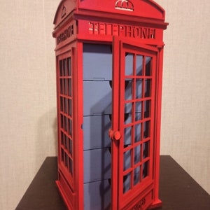 Cortar British- Phone Booth Cabinet 3D modelo rompecabezas archivo cdr dxf vector digital Descarga instantánea