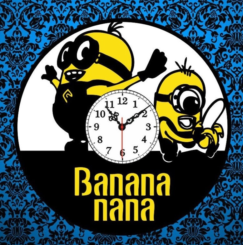 Minions Wall Clock Template 3D Template Dxf Wooden Vector Cut Etsy