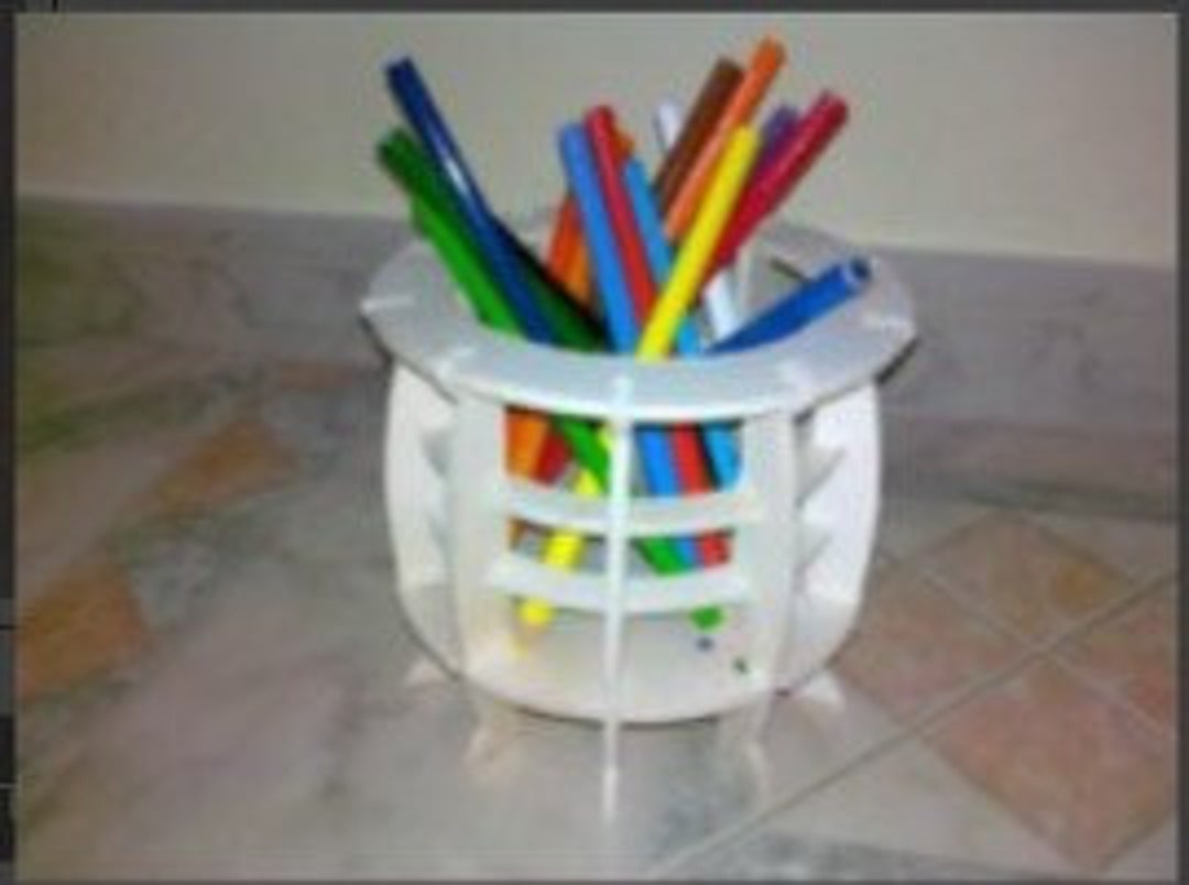 3D Modelpencilholder Puzzle Cut File Vector Cdr Dxf Files Cnc Instant