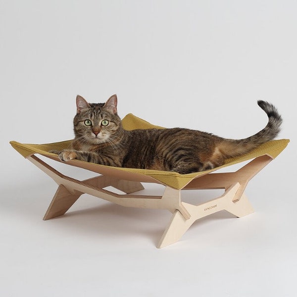 Chat- Hamac- Ergonomique- Ca-t Bed Cat Furniture- 6MM modèle puzzle Fichier 3D cdr Dxf vectoriel Cnc fichiers Téléchargement instantané pour la maison