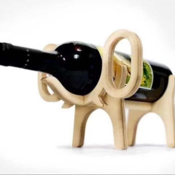 E-lephant Wine Bottle Holder 3D model puzzle File svg cdr Dxf vector Cnc files Instant download
