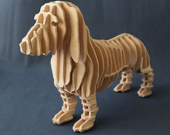 Dachshund Dog 3D Wooden Puzzle: SVG DXF File (Digital Download)