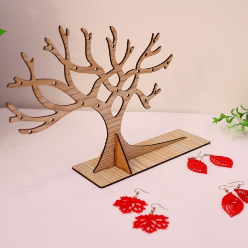 Laser Cut Tree Shaped Earring Display Stand Mdf 3mm Cdr Dxf - Etsy
