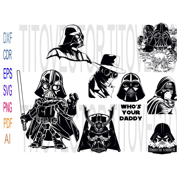 Schneiden Sie die Datei Darth Vader svg für T-shirt Vektor Digitale Datei Bundle geschnitten für T-Shirt Cricut Datei Clipart