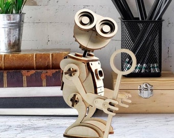 Robot- 3D model puzzla 3mm Wooden Dxf Cdr Pdf File laser Cut Template Vector