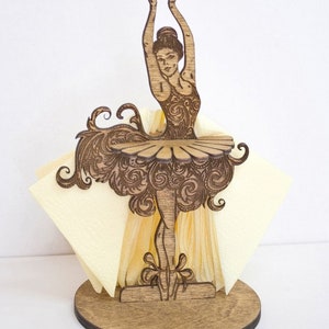 Cut File-Ballerina-Serviettenhalter-3D-Modell Puzzle-Datei 3D cdr dxf Vektor Cnc Dateien Sofortiger Download
