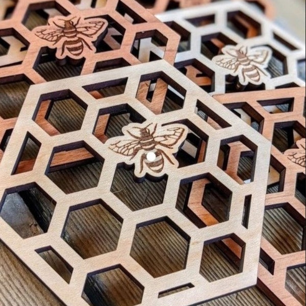 Honeycomb- Coasters- Hot Pads Trivets 3D puzzle 3D model Laser Cut Files Cnc vector Cdr Dxf Ai download