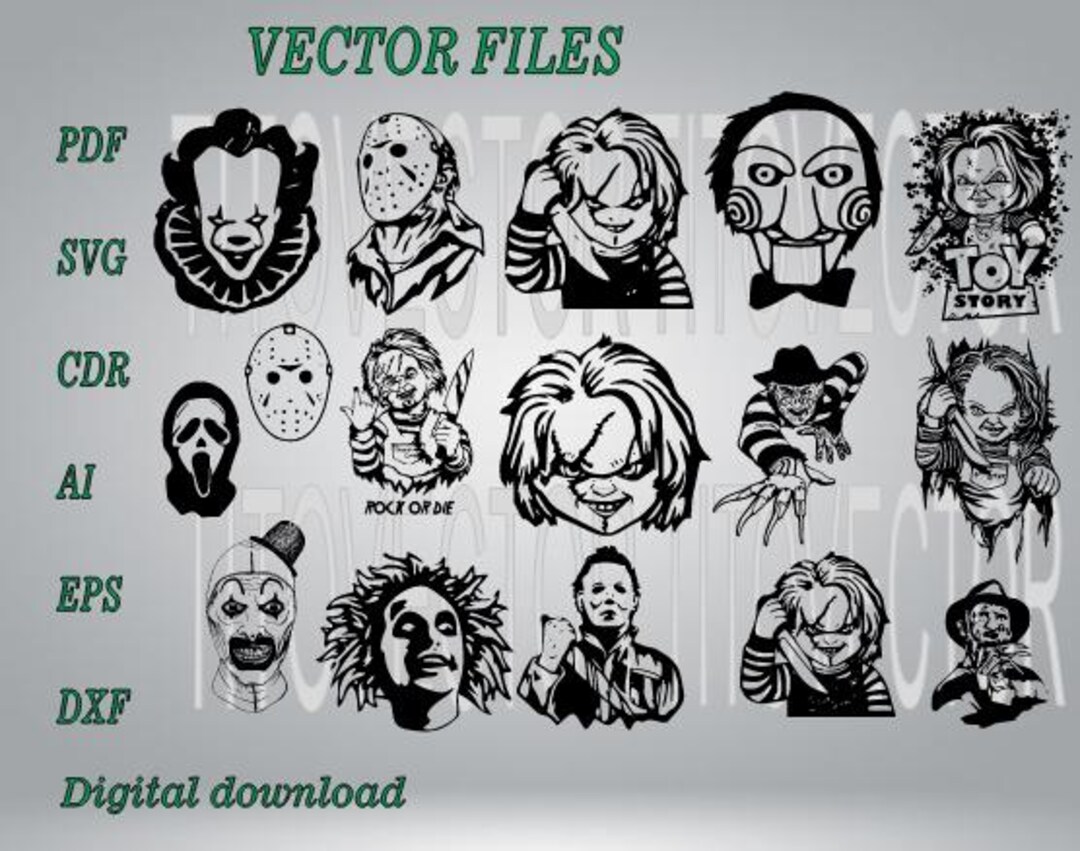3 Horror Vector Horror Movie Character Vector Bundle (digital Download) - Etsy