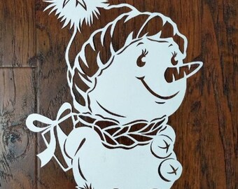 Laser Cut Snowman- Christmas Window Decoration DXF 3D model Laser Cut Files Cnc vector Cdr Dxf download