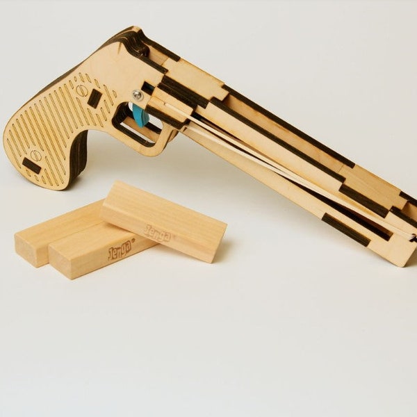 Wooden Laser Cut Jenga- Pistol- 3D model puzzle File 3D svg Dxf vector Cnc files Instant download