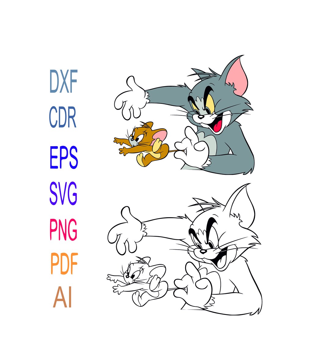 Tom- Svg Png Vector Tom- Jerry- Cut File for Kids Digital File Svg Png ...