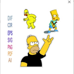 May include: Three cartoon images of the Simpsons character, Bart Simpson. The first image shows Bart with a slingshot. The second image shows Bart with his arms raised in a rock and roll hand gesture. The third image shows Bart with his back turned, looking over his shoulder.
