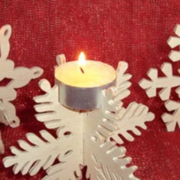 Snowflake- Candle Holder 3D model puzzle File 3D cdr Dxf vector Cnc files Instant download