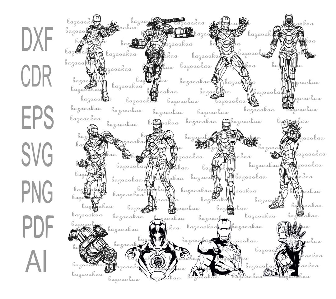 Icon Man Bitmap Cut File-iron- Man Svg Png Eps Ai Pdf File Vector Bundle- Iron- Man Svg ...