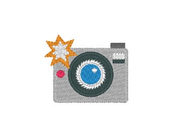 Camera with Flash Machine Embroidery Design, 1 design, 3 sizes, 11 formats
