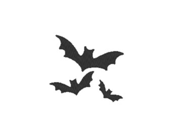 Three flying Halloween Bats Machine Embroidery Design (1 design 3 sizes, 11 formats)