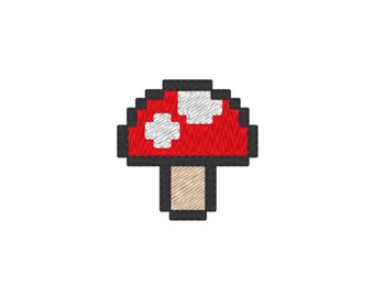 Minecraft Mushroom Machine Embroidery Design (1 design, 3 sizes, 11 formats)