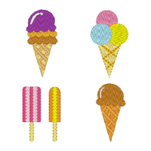 Icecream Machine Embroidery Design, 4 different designs by 3 sizes, 11 different formats