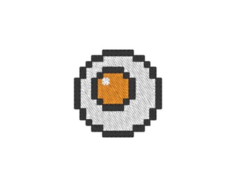 Minecraft Fried Egg Machine Embroidery Design (1 design, 3 sizes, 11 formats)