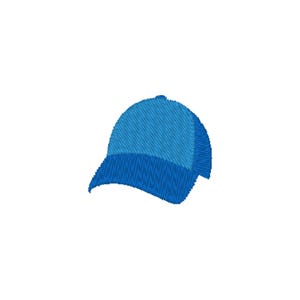 Puede incluir: Una gorra de béisbol azul con una parte trasera de malla.